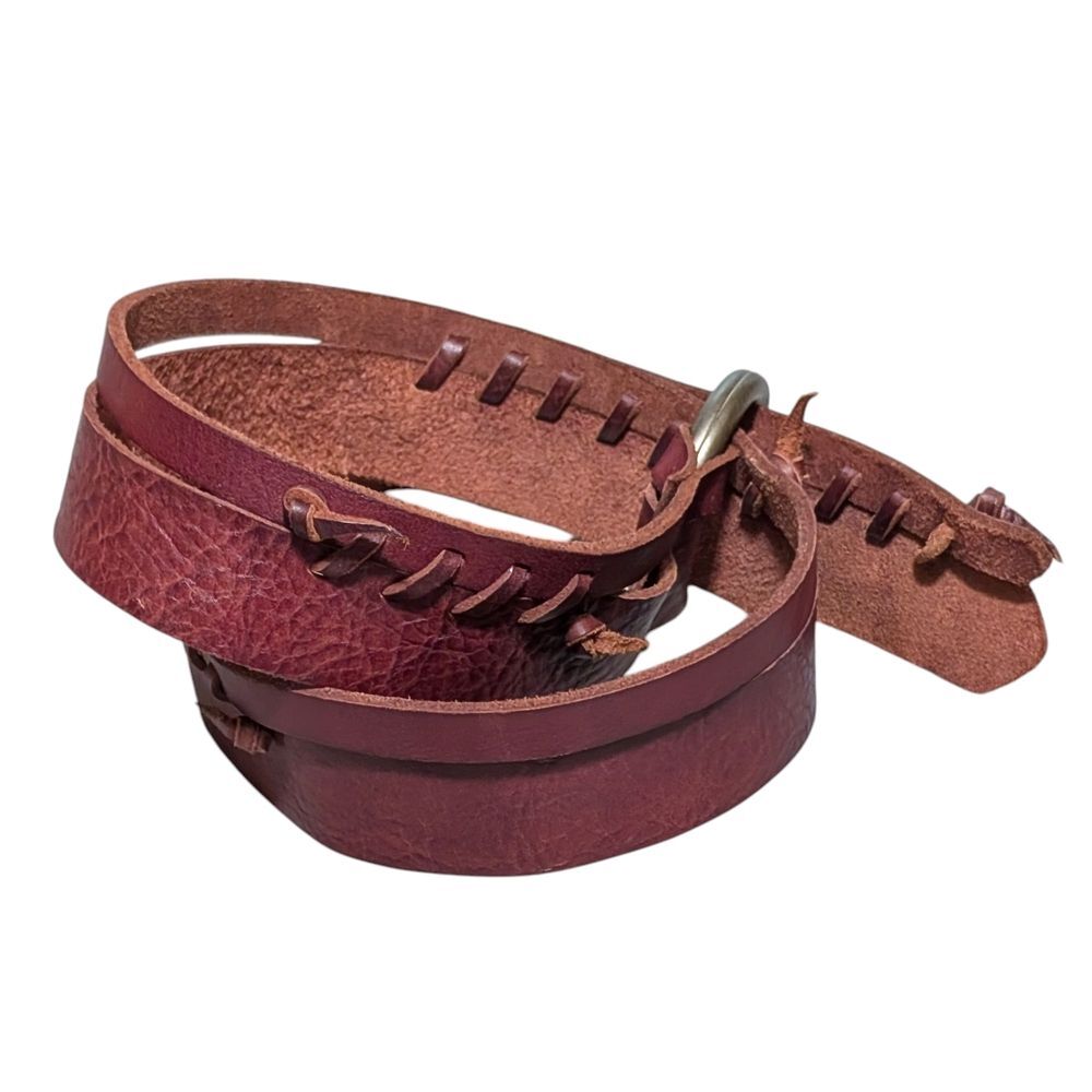 Lucky Brand Leather Braided Belt size L/XL whipstitch boho bohemian hippie brown - Picture 6 of 7